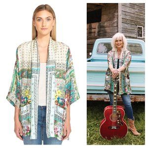 [Johnny Was] 100% Silk Samira Frame Boho Kimono